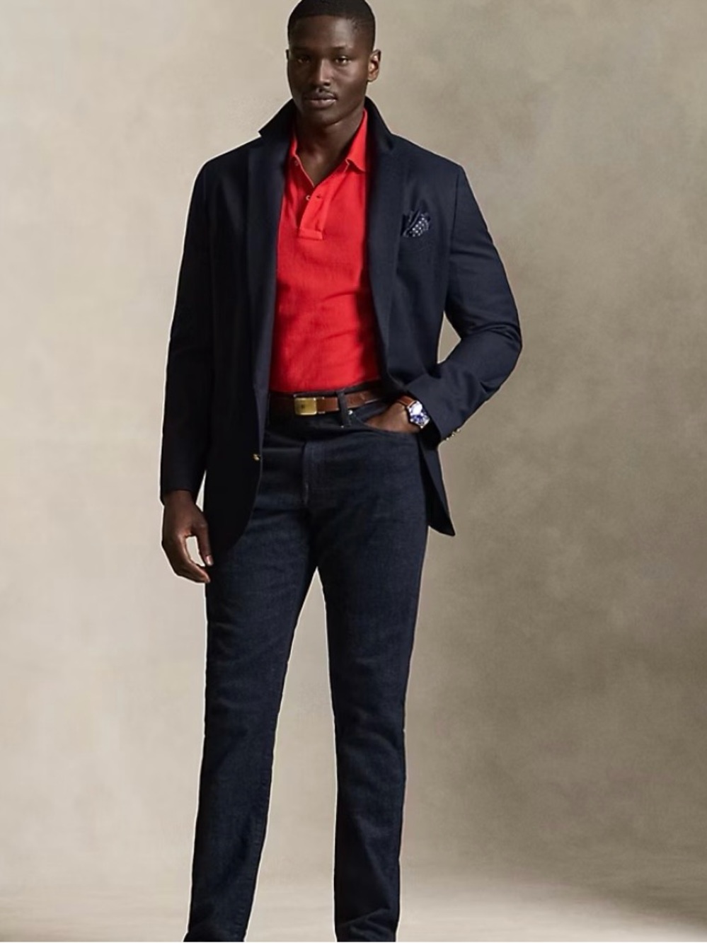 Polo Ralph Lauren Size XLT Classic Red Polo with Navy Logo